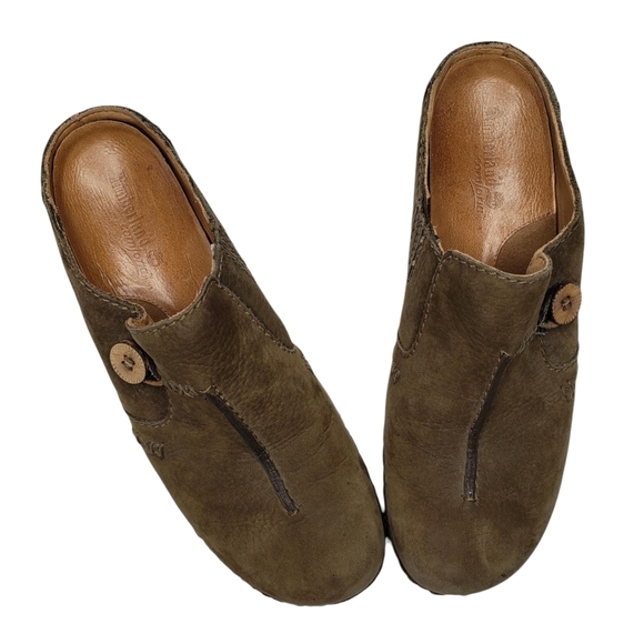 Timberland | Comforia Brown Leather Crepe Sole Slip On Clogs Mules Women's 7 - Picture 2 of 12